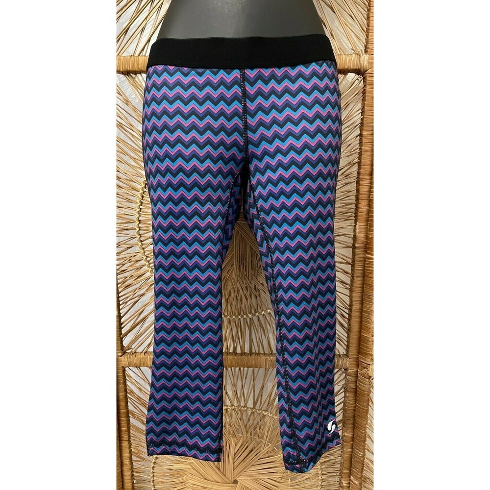 Soffe Dri Womens Athletic Low Rise Capri Leggings Small Multicolor Chevron Print - Picture 2 of 14